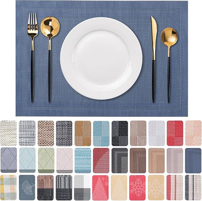 Placemats Set of 6 Washable Indoor | Outdoor Vinyl Place Mats by CADONO