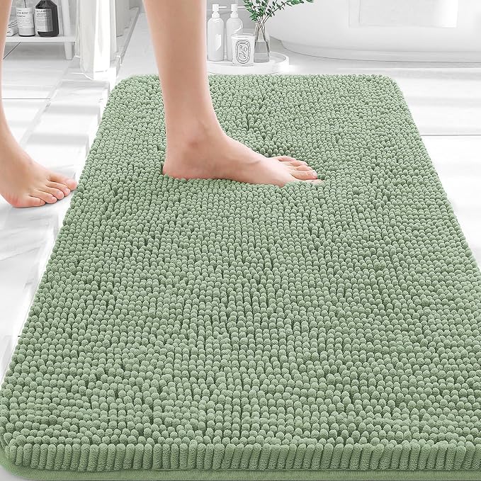 OLANLY Bathroom Rugs 35x24, Extra Soft Absorbent Chenille Bath Rugs, Rubber by OLANLY