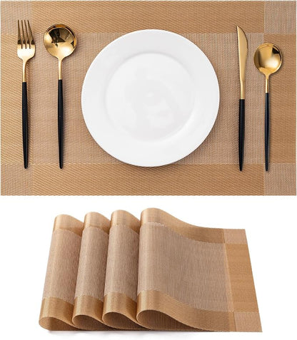 Placemats Set of 4 Washable Indoor | Outdoor Vinyl Place Mats by CADONO