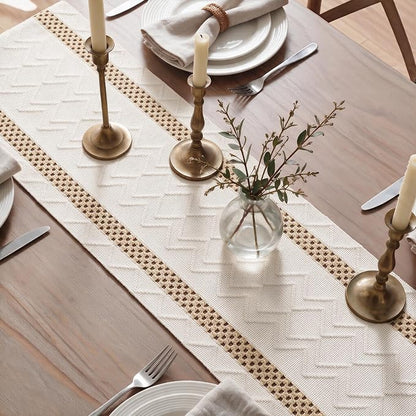 Artoid Mode Burlap Brown Stripe Woven Rustic Table Runner 12x90 Inch | Holiday - Image 4