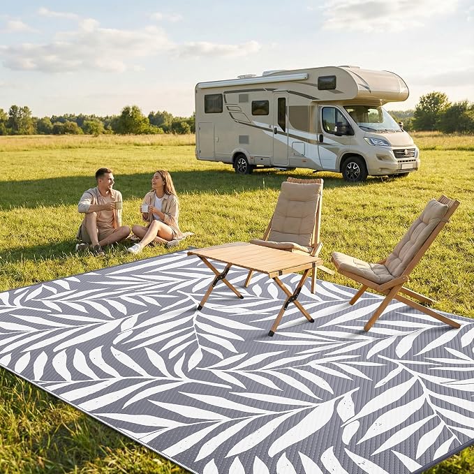 Smiry Outdoor Rug 9x12 ft, Waterproof Reversible Plastic Straw Rugs, Outdoor - Image 2