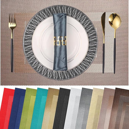 PIGCHCY Placemats Set of 12 Washable Durable Place Mats Vinyl Heat Resistant by PIGCHCY