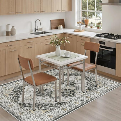 Madane Area Rug 4x6 Washable Rugs: Vintage Living Room Rug Soft Low Pile Non - Image 4