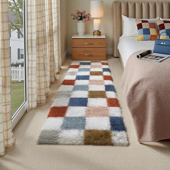 PureCozy Checkered Area Rug 2x6 by PureCozy
