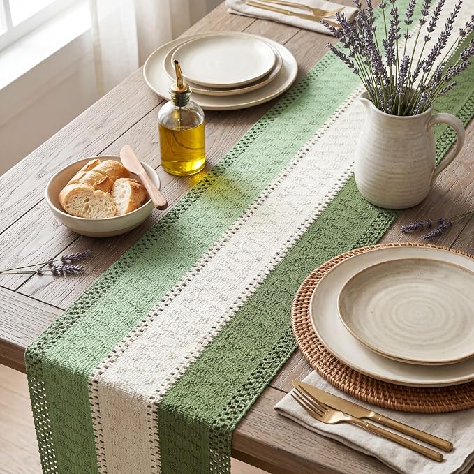 Artoid Mode Sage Beige Green Farmhouse Rustic Table Runner 12x60 Inch | Holiday - Image 3