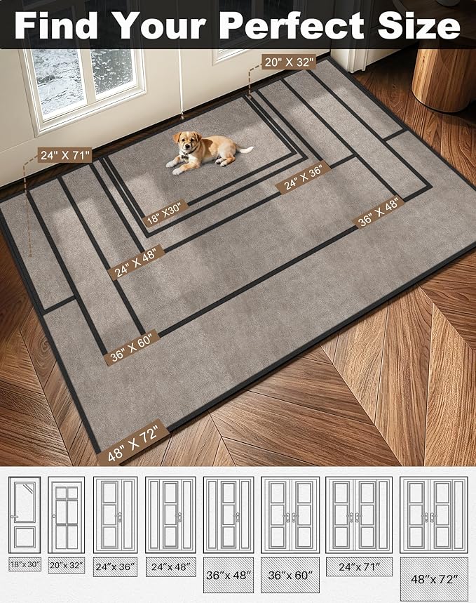 Mibao Super Absorbent Front Door Mat, Non-Slip Washable Indoor Doormats - Image 3