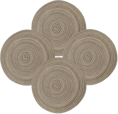 MIAOMIAO Round Placemats Set of 4 Woven Braided Place Mats | 14.5 Inch Cotton by Unknown