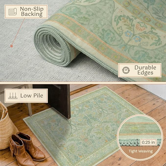 Large 8x10 Bedroom Area Rug, Washable Living Room Rugs, Floral and Botanical - Image 5