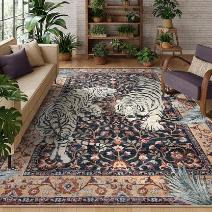 Moynesa Tiger Washable Area Rug, 9x12 Living Room Rug, Vintage Non Slip Large by Moynesa