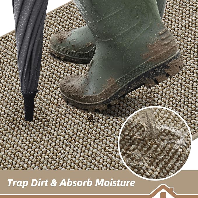 BEQHAUSE Dirt Trapper Door Mat 17"x30", Non-Slip Doormats Washable Entryway Rugs - Image 3