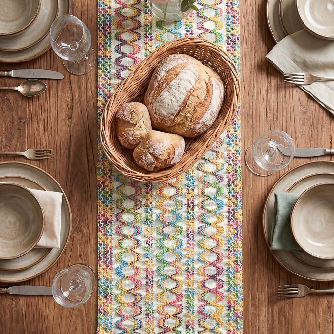 Artoid Mode Colorful Woven Farmhouse Hollow Table Runner 12x60 Inch | Holiday - Image 2