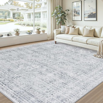 Area Rugs 9x12 Living Room: Vintage Boho Neutral Washable Rug Indoor Soft Large - Image 9