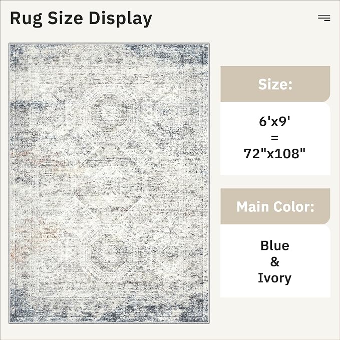 Soalmost 6x9 Area Rug for Living Room Washable 6x9 Non-Slip Modern Rugs for - Image 5