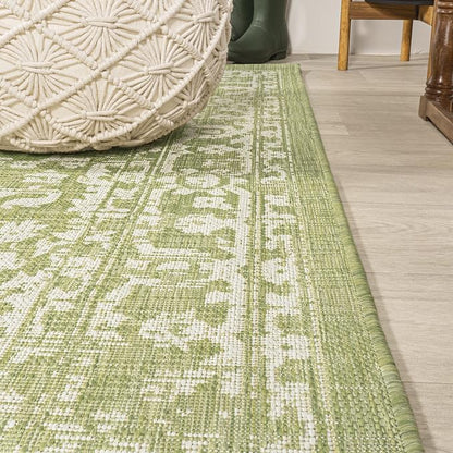 JONATHAN Y Boho Medallion Indoor Outdoor Runner Rug 2X10 Green/Cream, Malta - Image 4