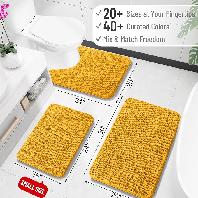 OLANLY Large Bathroom Rugs 45x27, Soft Absorbent Chenille Bath Rugs, Rubber - Image 2