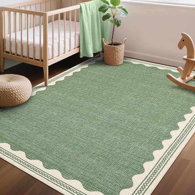 GarveeHome Scalloped 3x5 Rug Washable Non-Slip Low-Pile Indoor Rugs - Image 3
