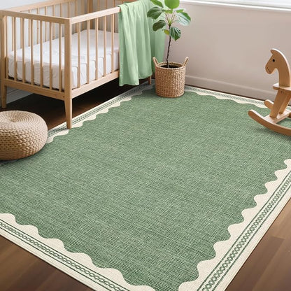 GarveeHome Scalloped 3x5 Rug Washable Non-Slip Low-Pile Indoor Rugs - Image 3