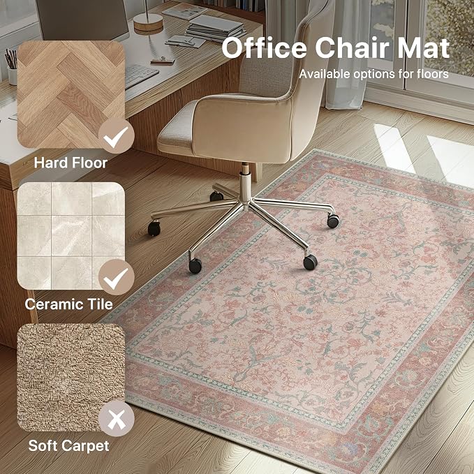 48"x72" Office Chair Mat for Hardwood Tile Floor, Under Desk Carpet Protector - Image 3