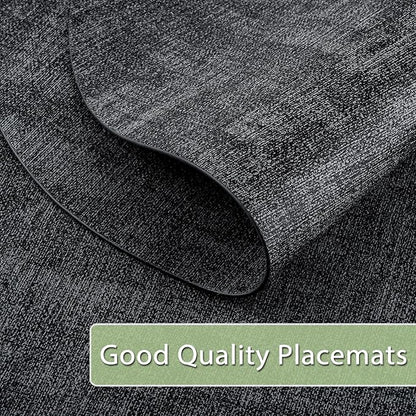 Placemats Set of 8 Non-Slip, Heat Resistant Oval Leather Place mats Double Layer - Image 2