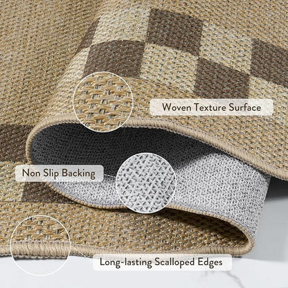 LIVEBOX Scalloped Easy Jute Checkered Runner Rug - Image 5