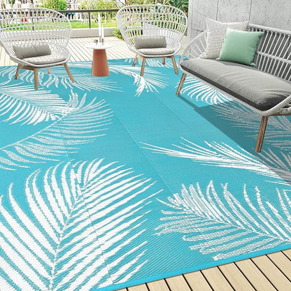 Pauwer Waterproof Outdoor Rug 9x12, Reversible Plastic Straw Patio Camping Rug by Pauwer