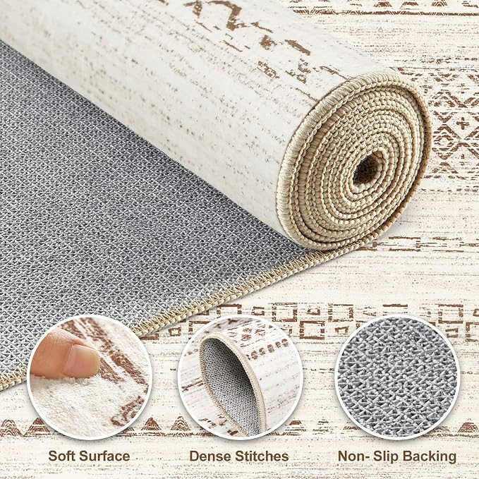 Nakagishi Runner Rug Kitchen Washable Rugs: 2x6 Non-Slip Boho Soft Modern Stain - Image 3
