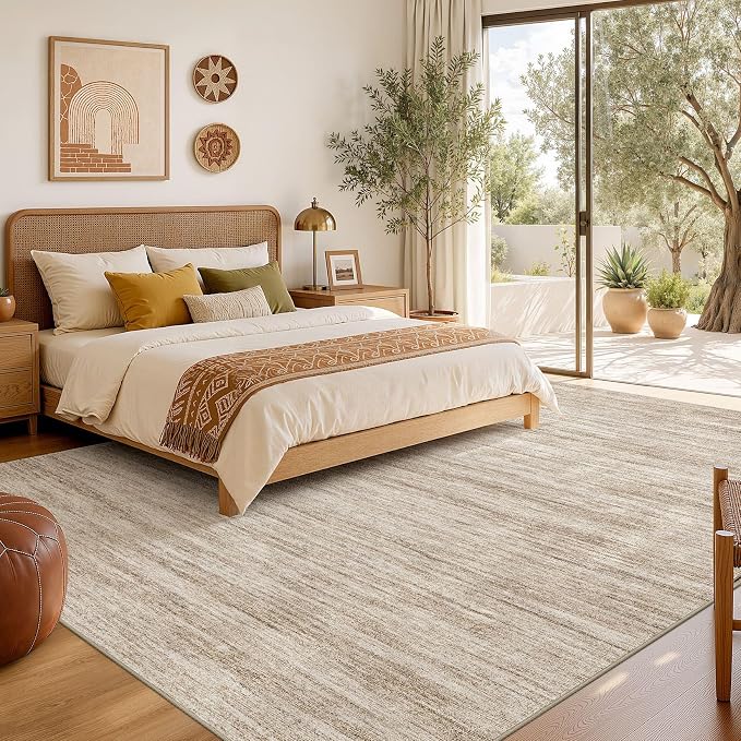 Nakagishi 6X8 Area Rugs Living Room: Washable Large Vintage Rug Neutral - Image 6