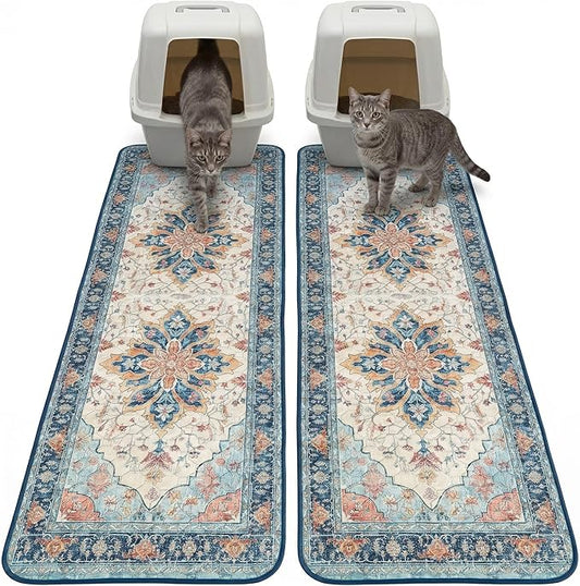 Hompet Cat Litter Mat 2 Pack, 20x60 Large Machine Washable Trapping Mats by Hompet