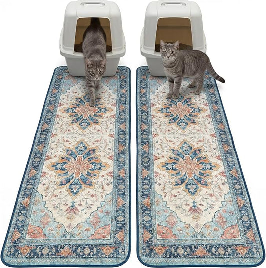 Hompet Cat Litter Mat 2 Pack, 18x54 Large Machine Washable Trapping Mats by Hompet