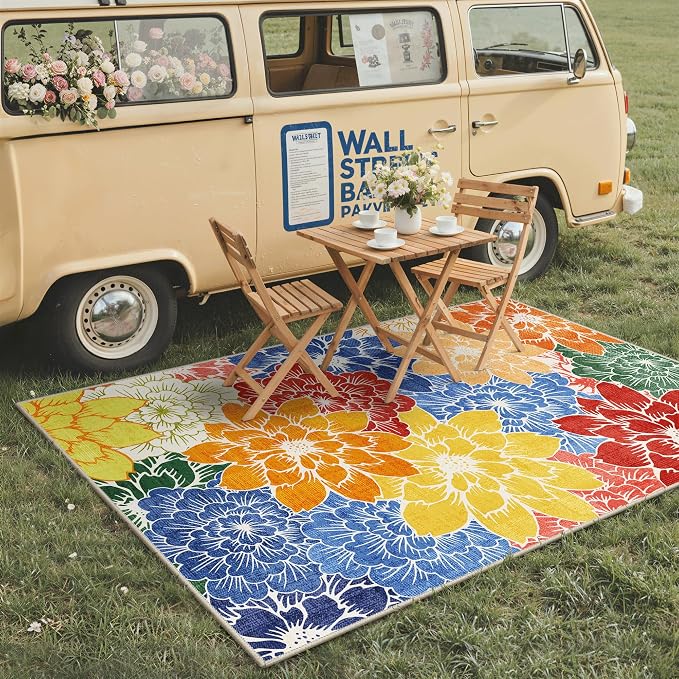 GENIMO Indoor Outdoor Area Rug 4'x6', Machine Washable Rugs - Image 4