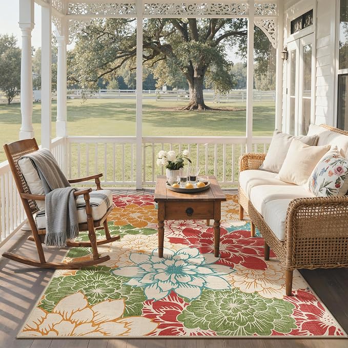 GENIMO Indoor Outdoor Area Rug 8'x10', Machine Washable Rugs - Image 6