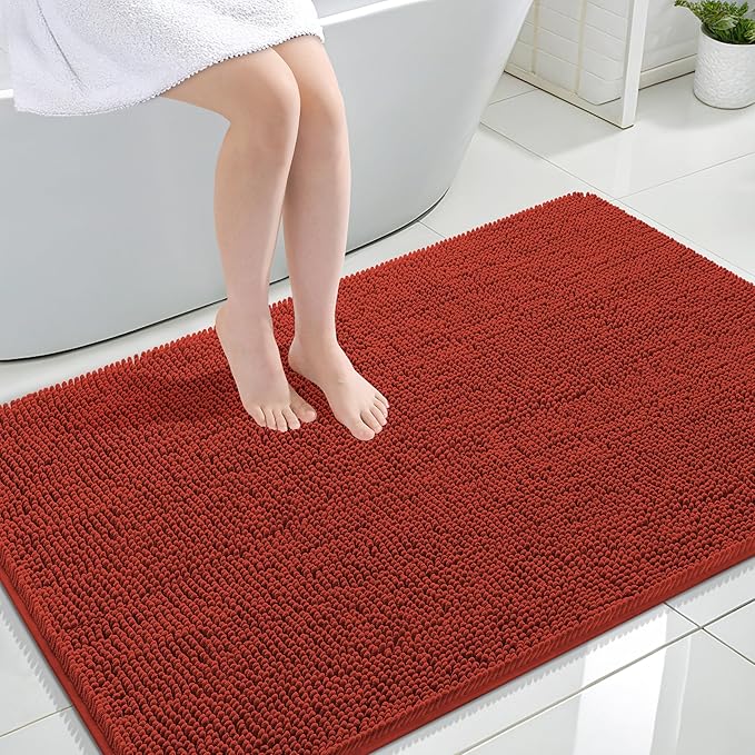 OLANLY Large Bathroom Rugs 47x32, Soft Absorbent Chenille Bath Rugs, Rubber by OLANLY