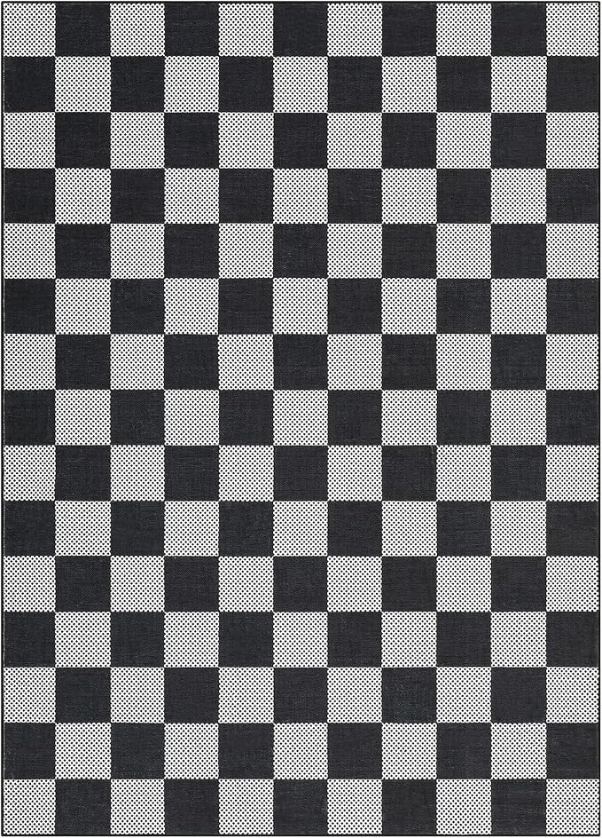 GarveeHome Checkered Dark 4x6 Washable Rug Geometric Diamond Dot Modern Soft - Image 4