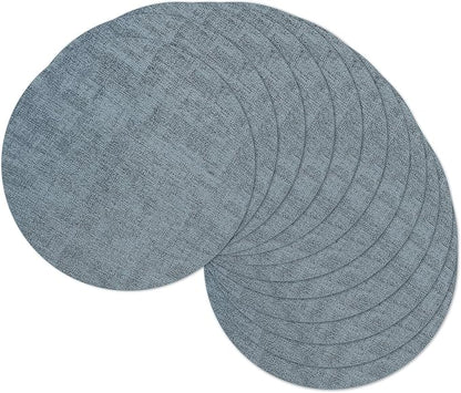 13" Round Placemats Set of 12, Reversible Faux Leather Heat Resistant Table Mats by NCUE