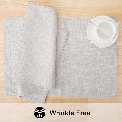 Faux Cotton Linen Placemats Set of 4, Cloth Washable Farmhouse Dining Table Mats - Image 5