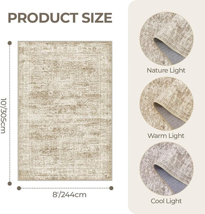 8x10 Area Rugs for Living Room, Non-Slip Backing Large Washable Rug for Nursery - Image 2
