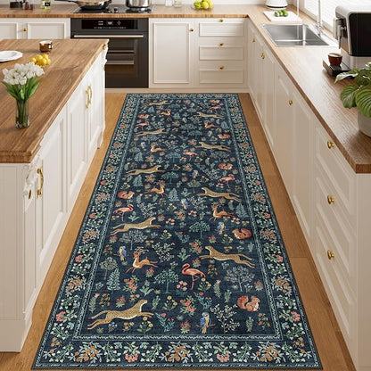 DUKINO 3x8 Washable Runner Rug, Low Pile Animal Print Non Slip Long Runner Rug - Image 6