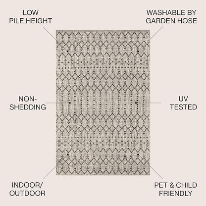 JONATHAN Y Moroccan Geometric Indoor Outdoor Area Rug 3X5 Light Gray/Black - Image 2