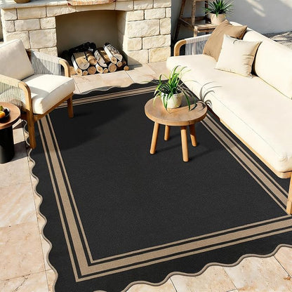 6x9 Scalloped Rug Easy Jute Washable Outdoor Patio Rug - Image 9