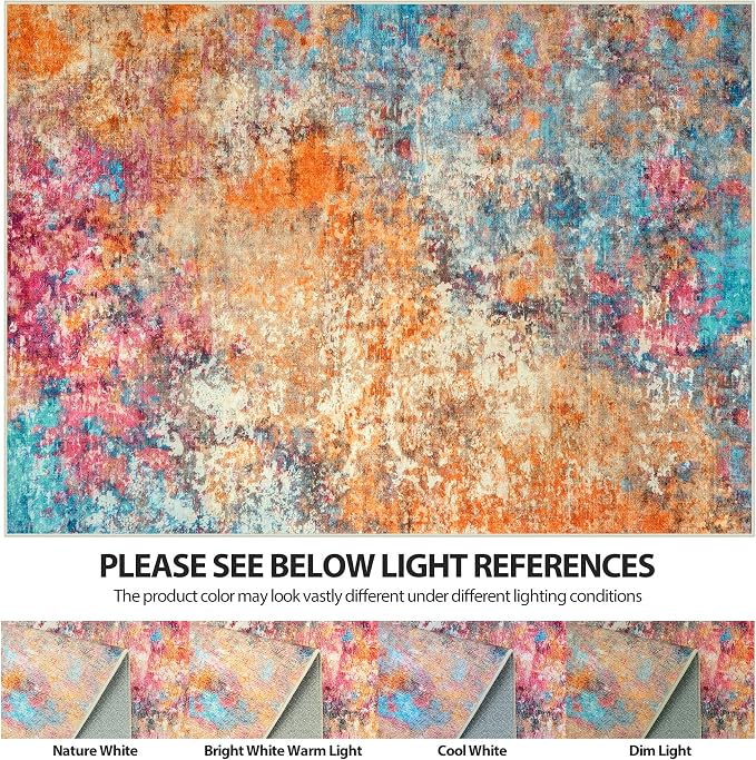 9x12 Area Rugs for Living Room Rug Washable: Abstract Large Rug for Dining Room - Image 7