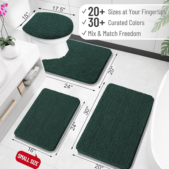 OLANLY Toilet Rugs U-Shaped 24x20, Extra Soft Absorbent Chenille Contour - Image 2