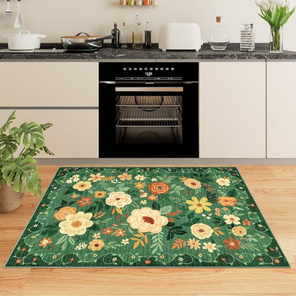 DUKINO 4x6 Area Rug, Lightweight Non Slip Washable Floral Rug, Indoor Low Pile - Image 5