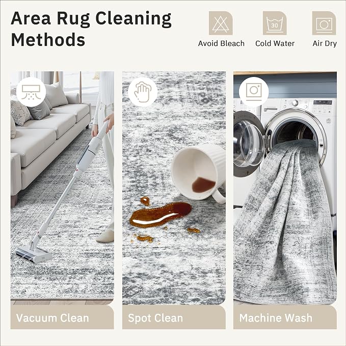 Soalmost Area Rugs 4x6 for Living Room, Vintage Washable Rugs for Dining Room - Image 9