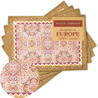 Maison d' Hermine Placemats Set of 4 Reusable 100% Cotton | Cloth Place Mats by MaisondHermine