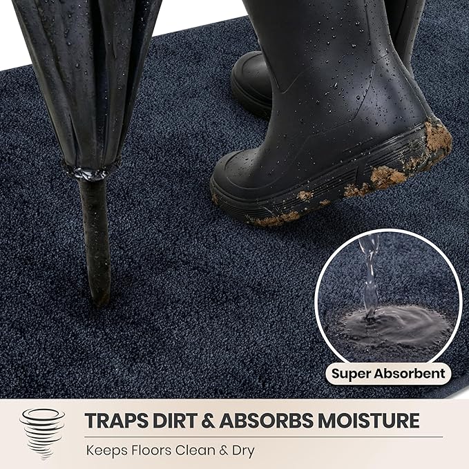 PURRUGS Dirt Trapping Door Mat 31.5" x 70", Non-Slip Machine Washable Entryway - Image 2