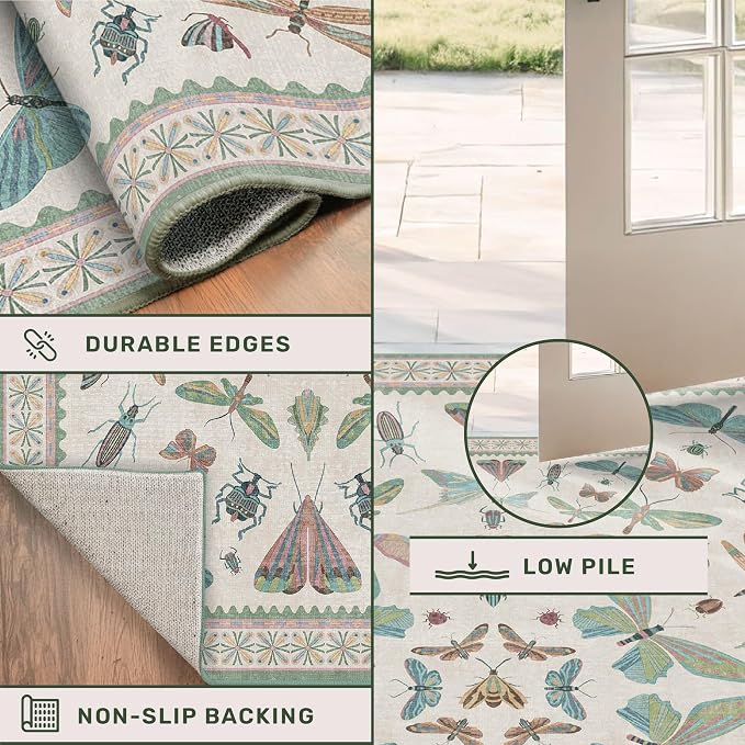 Hazo Haus Washable Non Slip Bathroom Runner Rug 2x5, Insect Boho Bath Mat - Image 5