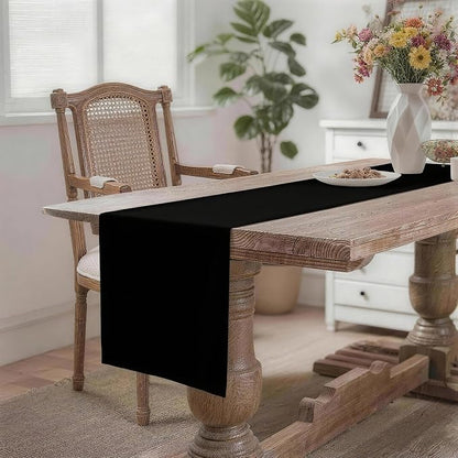 MEANMOY Black Table Runner 48 Inches Long Waterproof Washable Table Runners | - Image 2