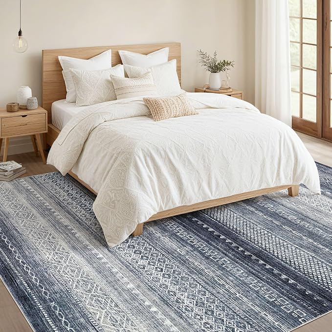 Nakagishi 10x14 Area Rugs Living Room: Washable Boho Large Neutral Modern Soft - Image 5