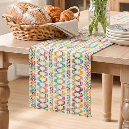 Artoid Mode Colorful Woven Farmhouse Hollow Table Runner 12x36 Inch | Holiday by ArtoidMode