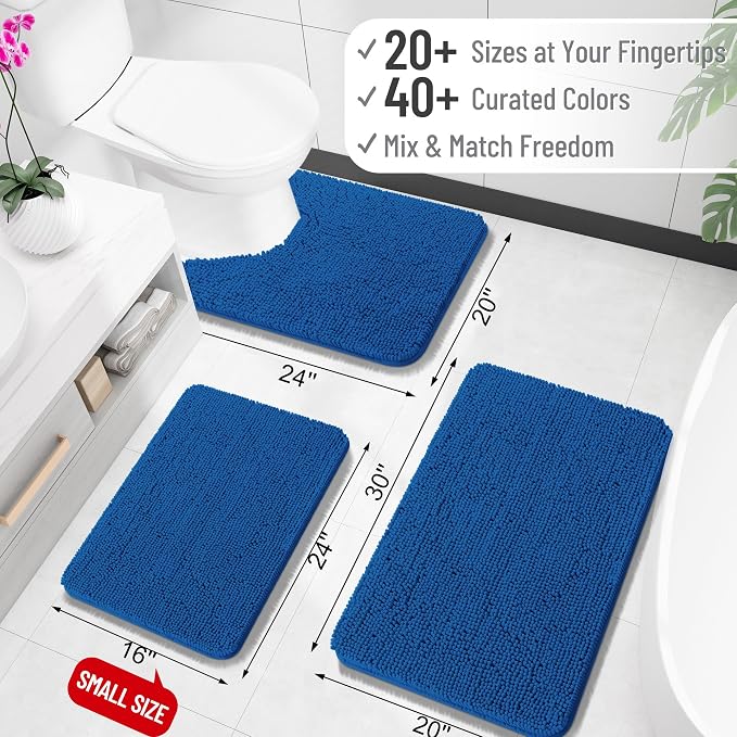 OLANLY Bathroom Runner Rugs 59x20, Soft Absorbent Chenille Bath Rugs, Rubber - Image 2